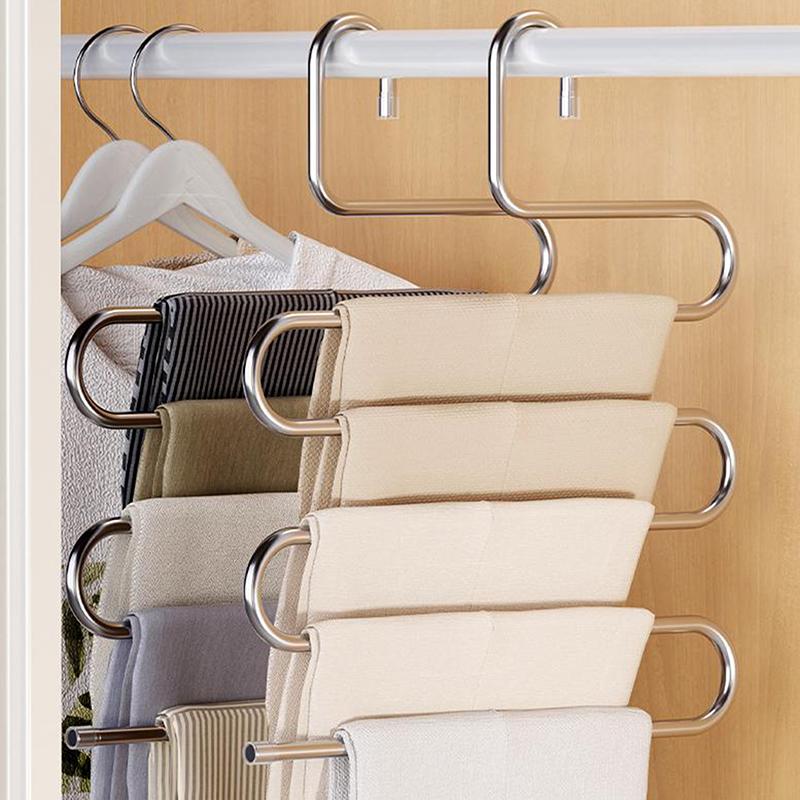 5 Layers Multi-Functional Clothes Hangers Non-Slip Pant Storage Rack Cloth Rack With Multiple Functions For Hanging And Storage