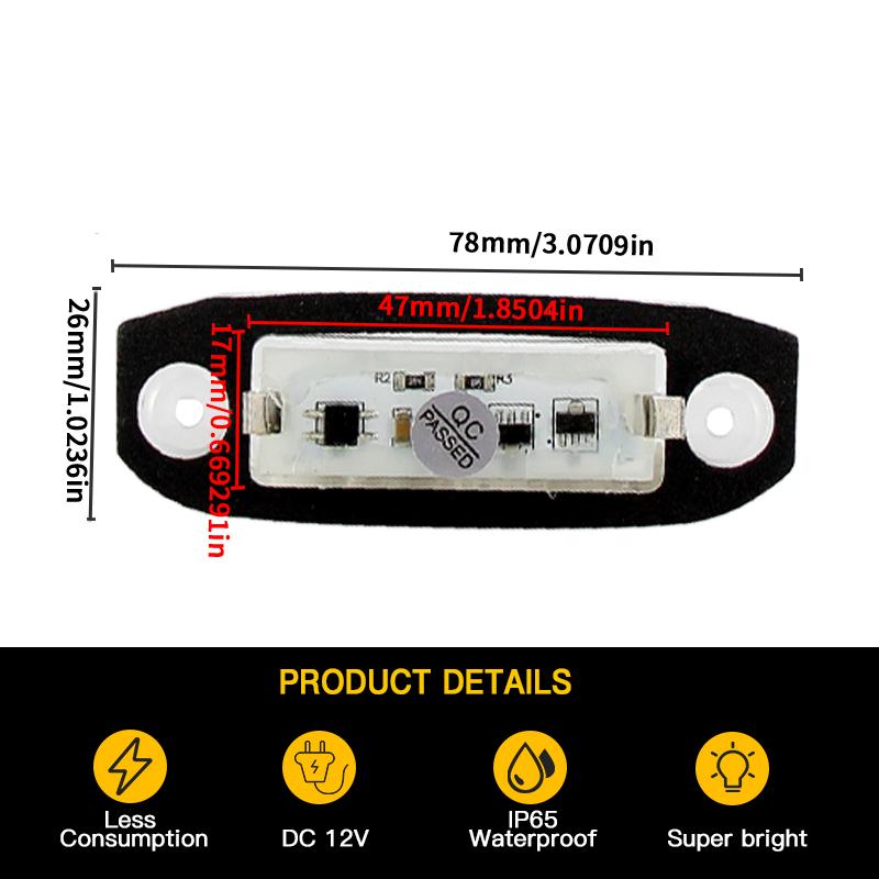 2pcs 12V Error Free LED License Plate Light for Volvo XC70 II 2008-up XC70 2007-up S40 2004-2012 V50 2004-2012 S60 II 2011-up