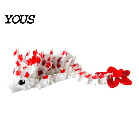 Blumen Drachen Figur 3D Gedruckt Kirschblüten Spielzeug, Gelenkige Figur, Schreibtisch Dekoration Bewegliche Gelenke Mythisches Kreaturen Modell für Schreibtisch