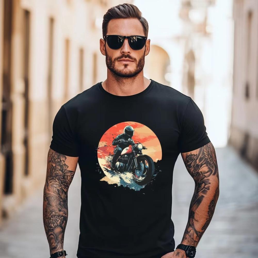 Men  T-Shirt Summer Brand Vintage Tshirt MOTORCYCLES Unisex O-neck High Quality T Shirts Cool Short Sleeve Top Tees