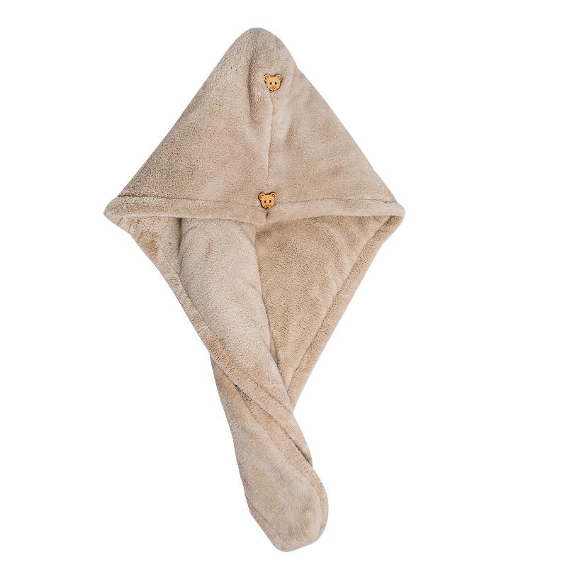 

Двухслойная утолщенная шапочка для сухих волос, женское супервпитывающее быстросохнущее полотенце Baotou, милое хаки