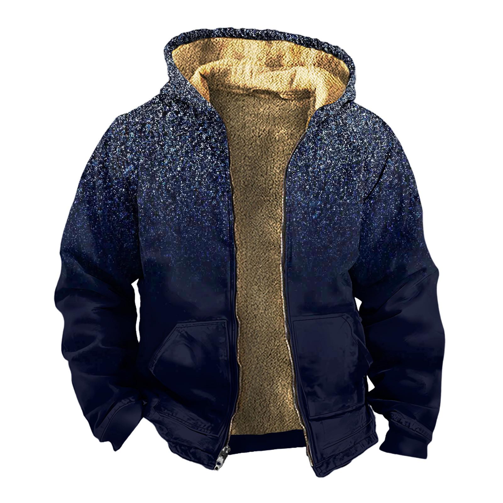 

Мужская зимняя флисовая толстовка с капюшоном на молнии с накладным карманом, повседневная куртка XXXXL тёмно-синий