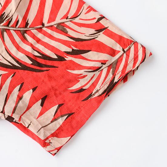 Cămașă pentru bărbați, cu rever, imprimeu cu frunze, cu mânecă scurtă, cu nasturi, cămașă hawaiană pentru club