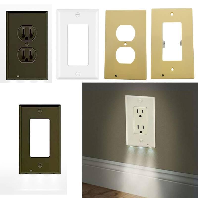 Cover Outlet Wall Socket Plate Sensor Led Night Light Coverplate Tools Plug