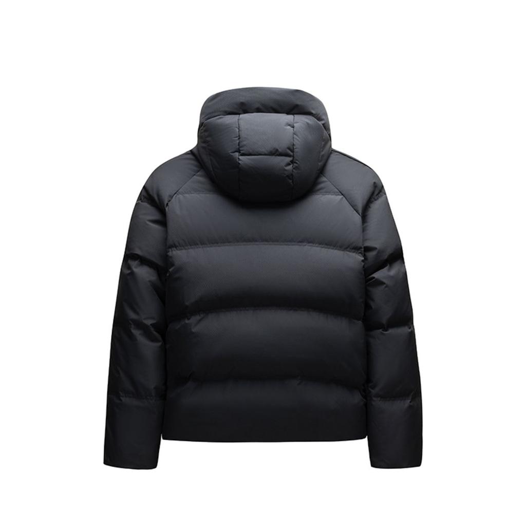Anta Solid Color Zipper Hooded Comfortable Breathable Versatile Casual Down Jacket Women Outerwear Basic-Black 162448902N-3
