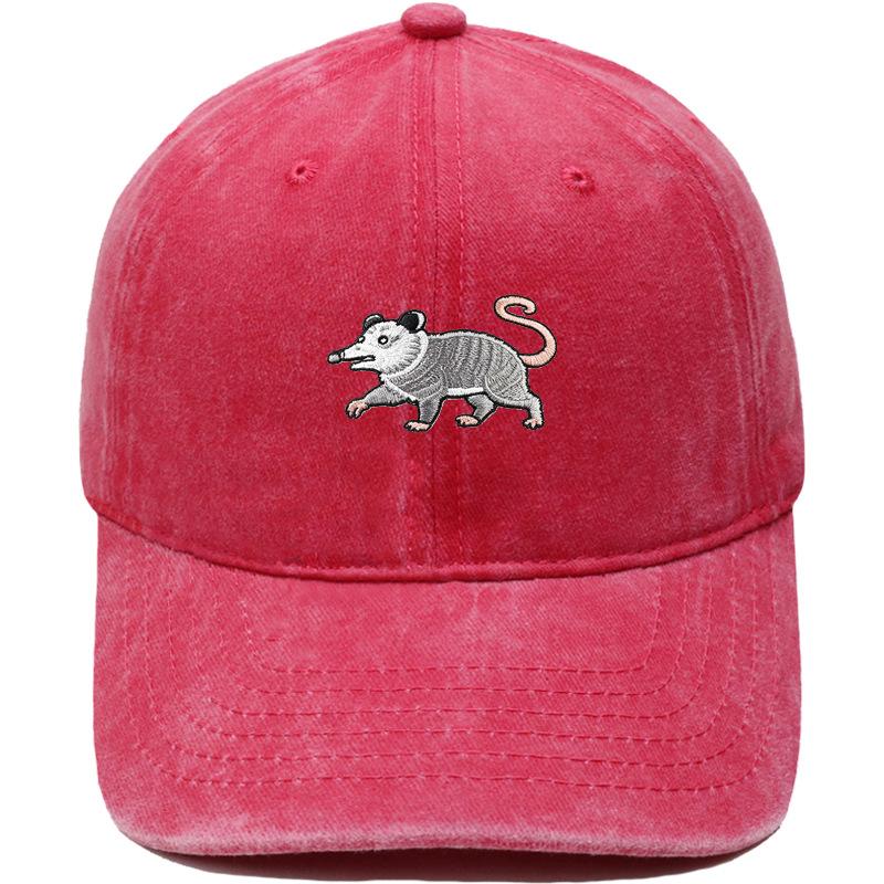 New cartoon possum embroidered baseball cap washed retro dad hat personalized men's and women's leisure sports hat