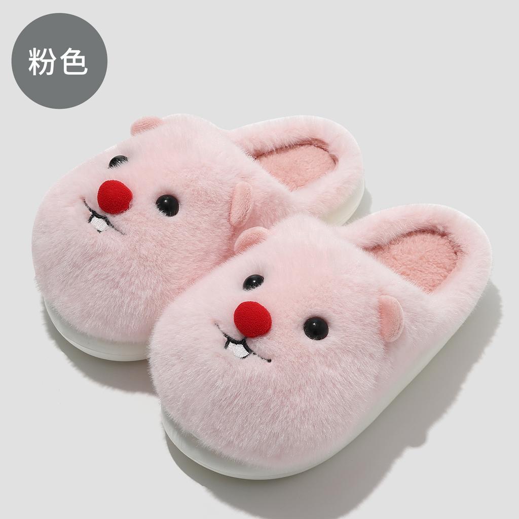 Cotton slippers winter Korean version cute cartoon plush couple home bedroom warm soft bottom thick bottom cotton drag winter