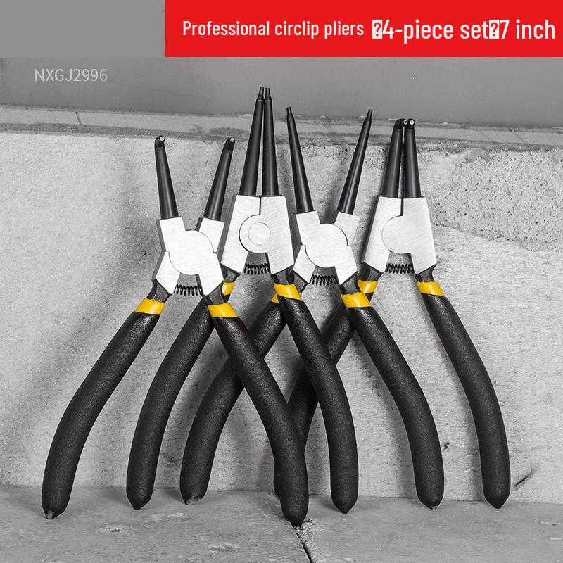 Industrial-Grade Circlip Pliers Set: 5-9 Inch, Inner/Outer, Pointed/Bent Nose for Auto Repair