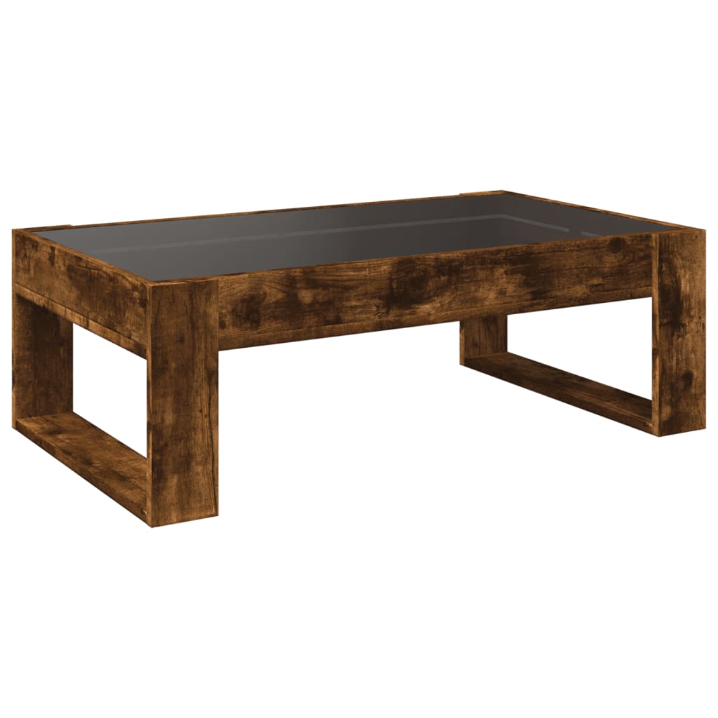 Coffee Table with Infinity LED Smoked Oak 90 x 53 x 30 cm
