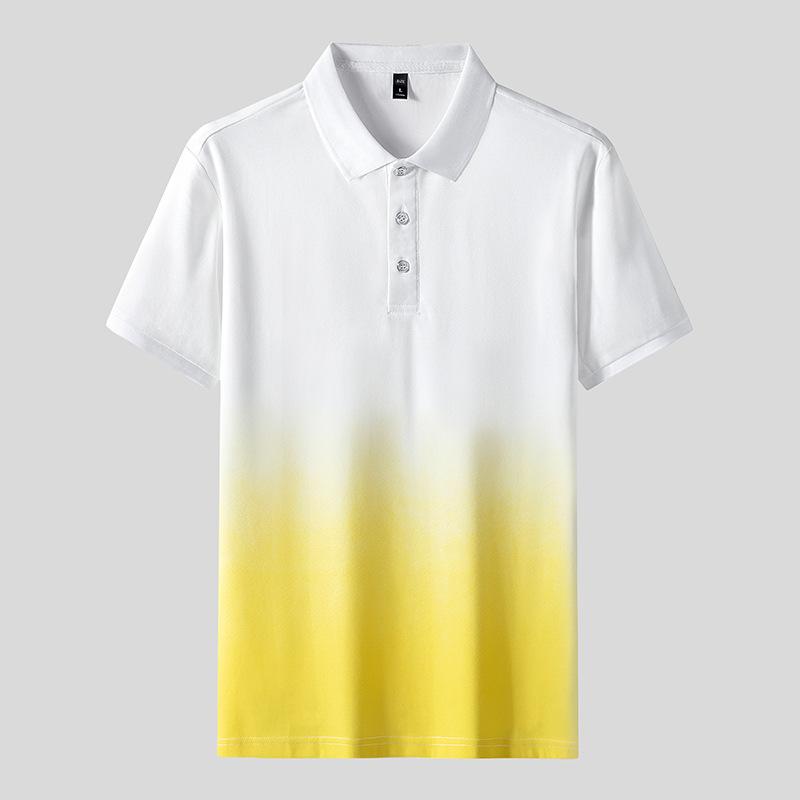 Sommerkragen Poloshirt Herren Gradient Kurzarmhemd Lässig Vielseitiges Oberteil Herren