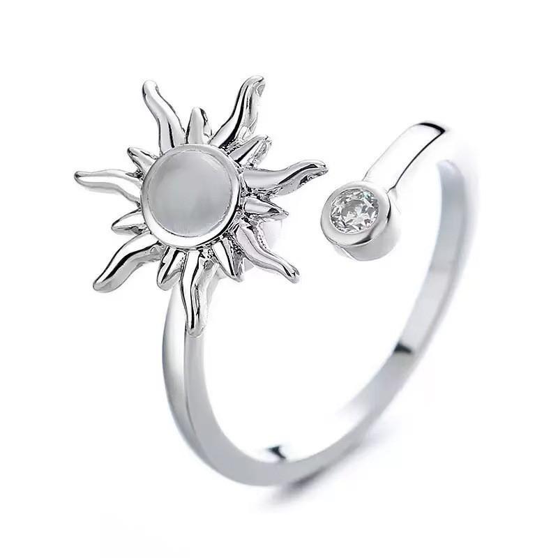 

Anti Stress Anxiety Fidget Rings for Women Satinless Steel Spinner Sunflower Sun Star Ring Trendy Jewelry Gift Dropshipping