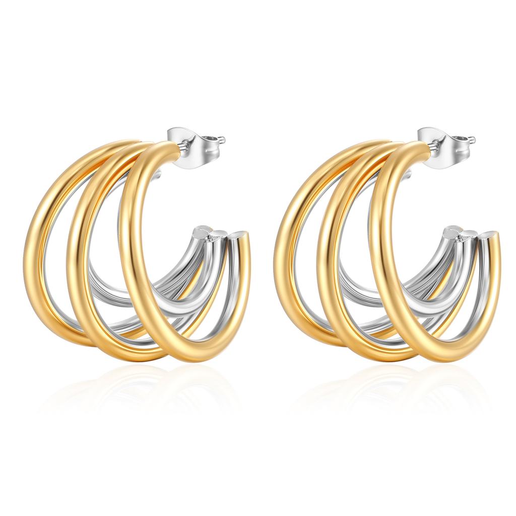 Ns Edelstahl Mehrschichtige Ohrringe Trendy Damen High-End Sense 18K Gold Unregelmäßige Titan Stahl Ohrringe