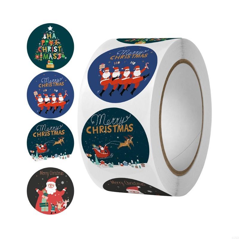 62KD Roll of 500Pcs Christmas Stickers Thank You Cards Gift Box Decorations