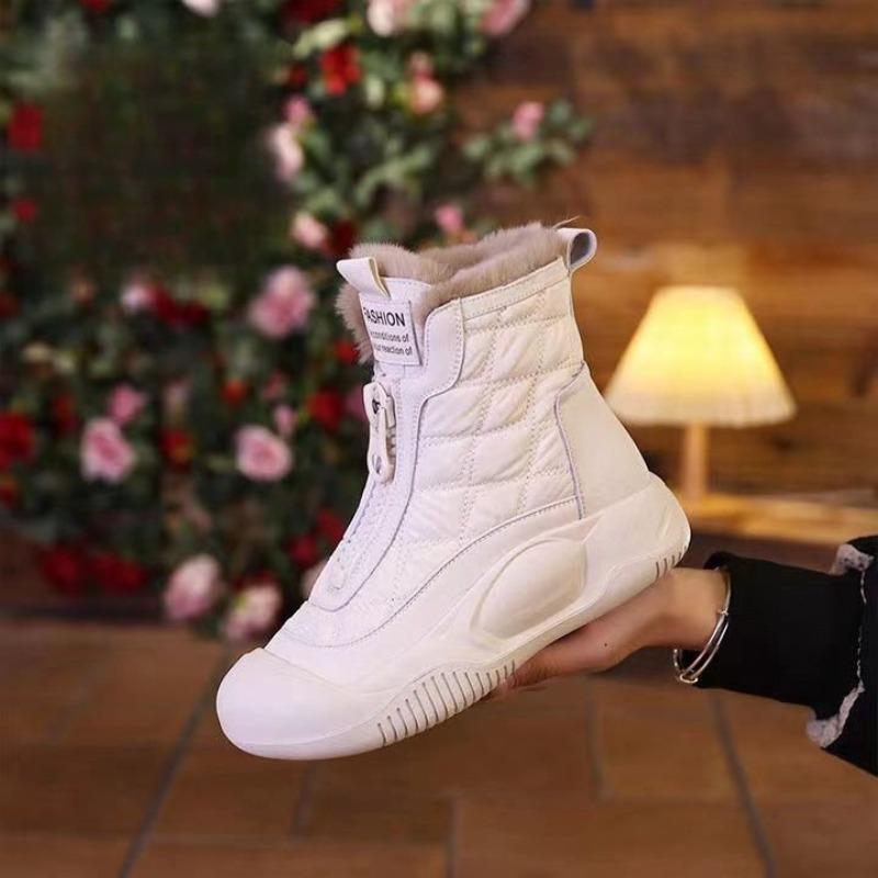 Snow boots women's new winter velvet thickened versatile retro thick sole heightening non-slip warm cotton shoes women