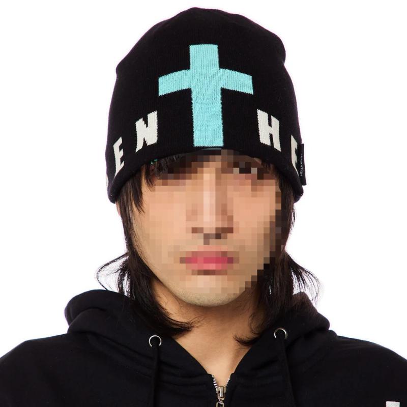 European and American autumn and winter Harajuku cross shaped jacquard knitted pullover hat