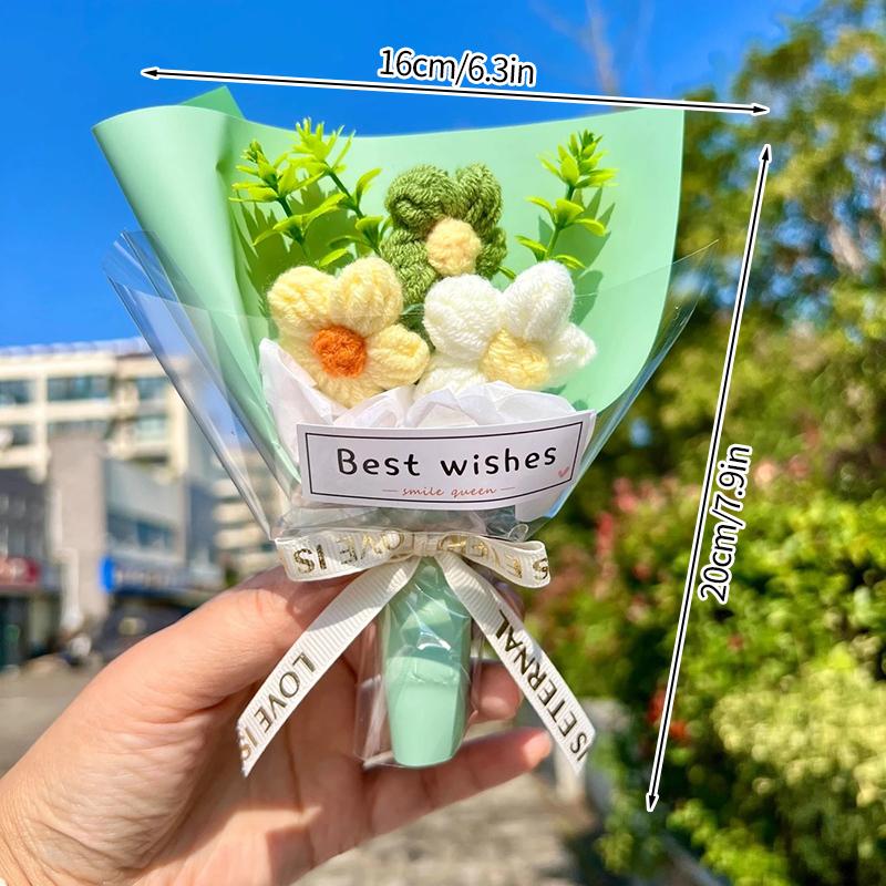 Sunflower Bouquet Gift Handmade Knitted Creative Valentine's Day Gifts For Girl DIY Simulate Bouquet Handmade Knitted Bouquet