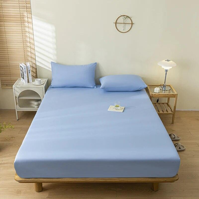 Wasserdichtes Spannbettlaken mit Gummiband, Bettlaken für Einzelbett, Doppelbett, Queen-Size-Matratzenbezug, einfarbig, Spannbettlaken 90 x 200 200 x 220