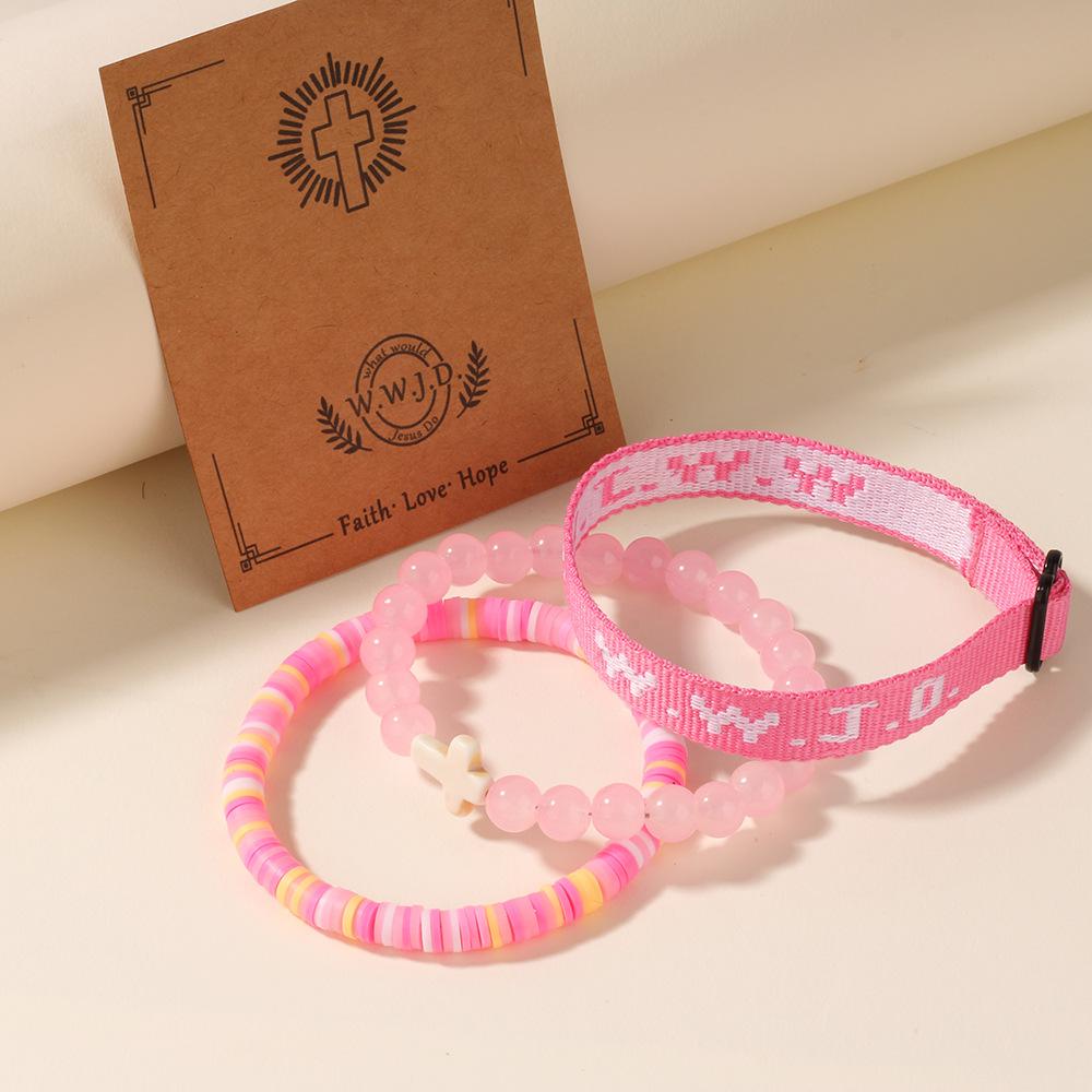 

Bracelet WWJD Christian Cross Bracelets Jesus Bracelets Faith Easter Christian Jewelry suit For Women Men 3pcs High Quality