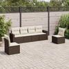 6 Piece Garden Sofa Set with Cushions Brown Poly Rattan