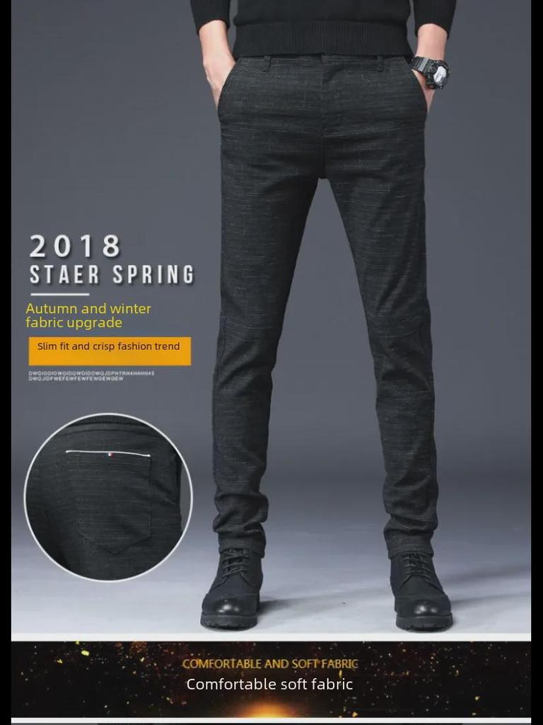 Seiko Heren Plaid Wafel-Dunne Casual Broek - Zwart, Lente/Zomer Broeken