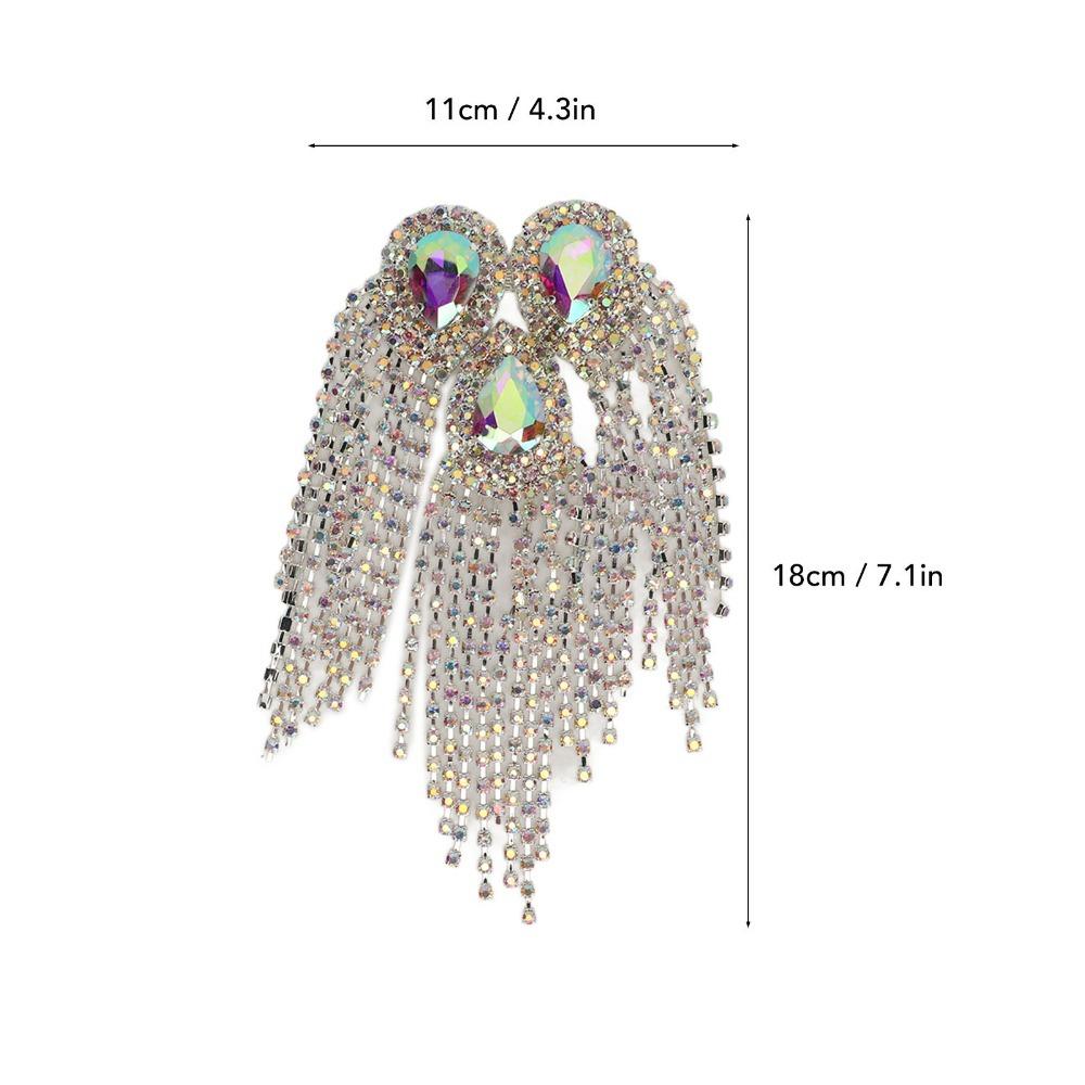 1pcs Waterdrop Design Decorative Shoulder Board Rhinestone Applique DIY Accessories серебряный