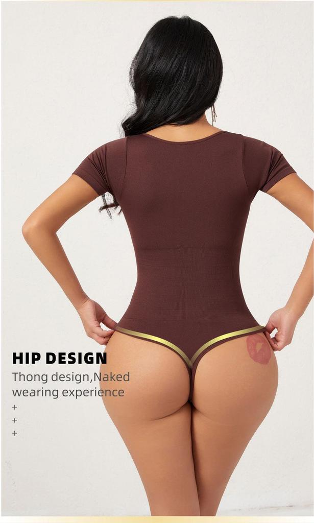 Women's Short Sleeve Tummy Control Shapewear Bodysuit