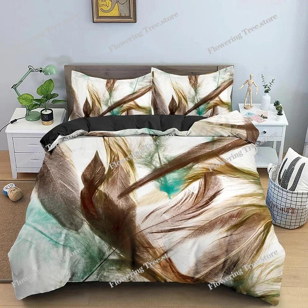 Feathers Pattern Bedding Set Duvet Cover Comforter Covers For Bedroom Twin King Size Soft Quilt Cover With Pillowcase