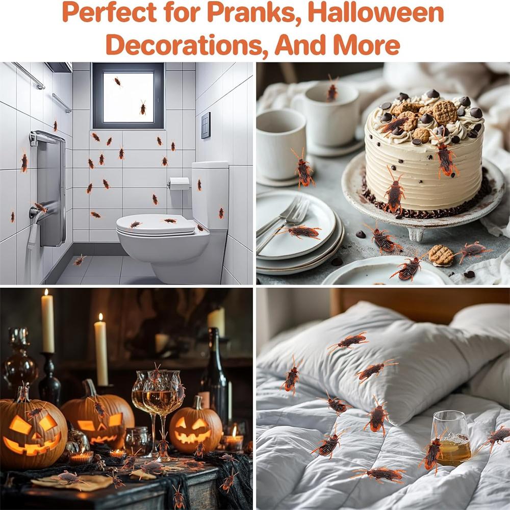 Artificial Fake Roaches Novelty Cockroach Trick Prop Scary Insects Realistic Plastic Bugs Funny Halloween Party Spoof Decoration