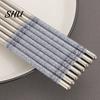 Chinese Stainless Steel Chopsticks 5 Pairs Food Stick Porcelain Pattern Anti-Slip Stylish Non-slip for Home