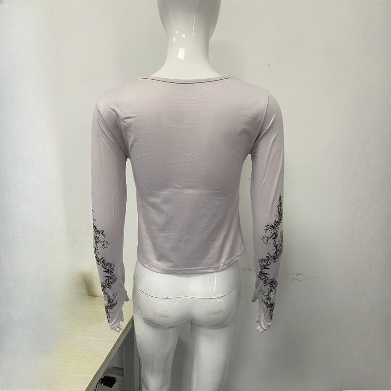 Y2K New dámské top tričko s dlouhým rukávem Gothic Dark Clothing