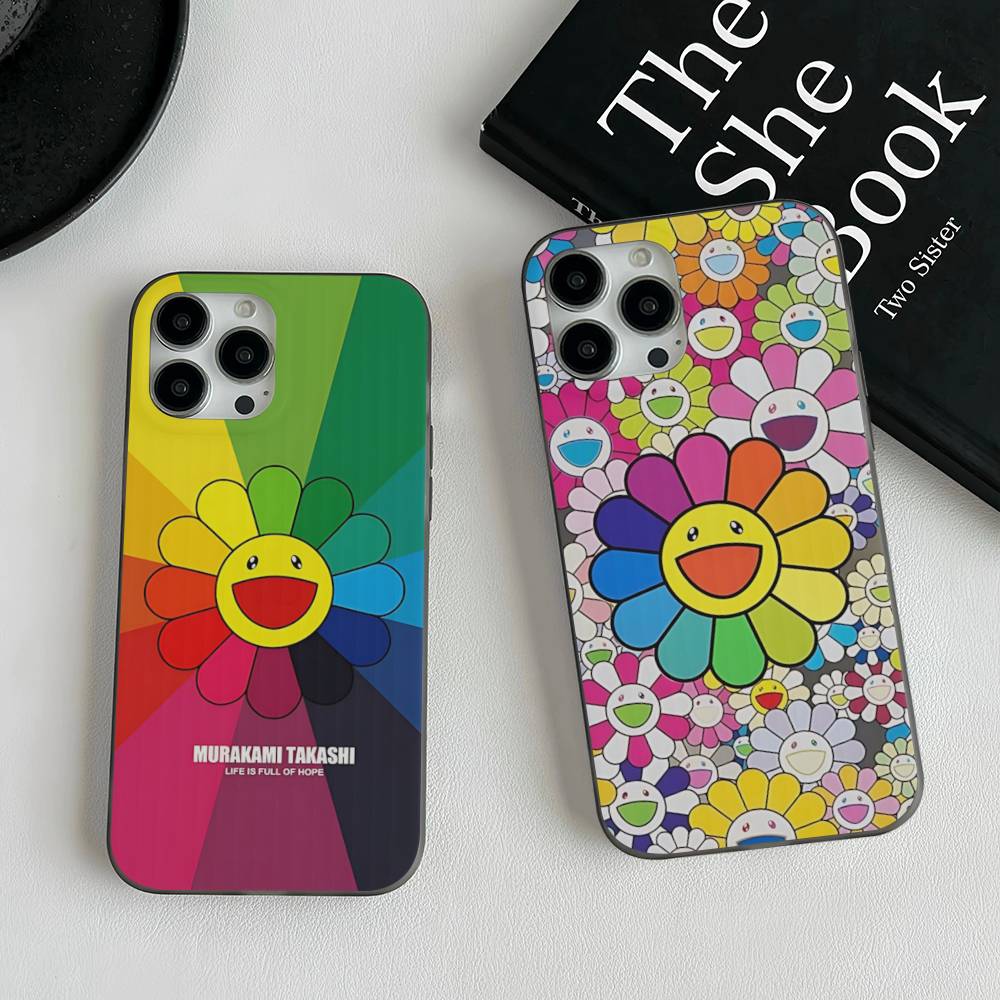 Art Japanese M-Murakami Artisti T-Takash For IPhone 17 16 15 13 14 Pro Max Plus Pro Corrugated Translucent Back Phone Cover