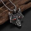 Vintage Celtic Style Red Eyes Wolf Head Pendant Necklace For Men Women Hip Hop Punk Copper Color Box Neck Chain Jewelry Gifts