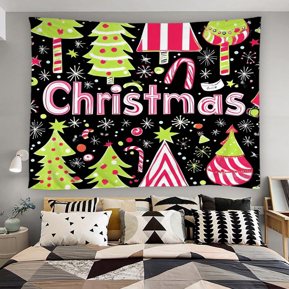 Christmas Tapestry Full of Atmosphere Made of Polyester Fiber 2D Suitable for Home Wall Decoration Bedroom Decoration
