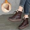 Thick Sole Wool Boots Thickened Warm Cotton Boots Genuine Leather Retro Women Short Boots
