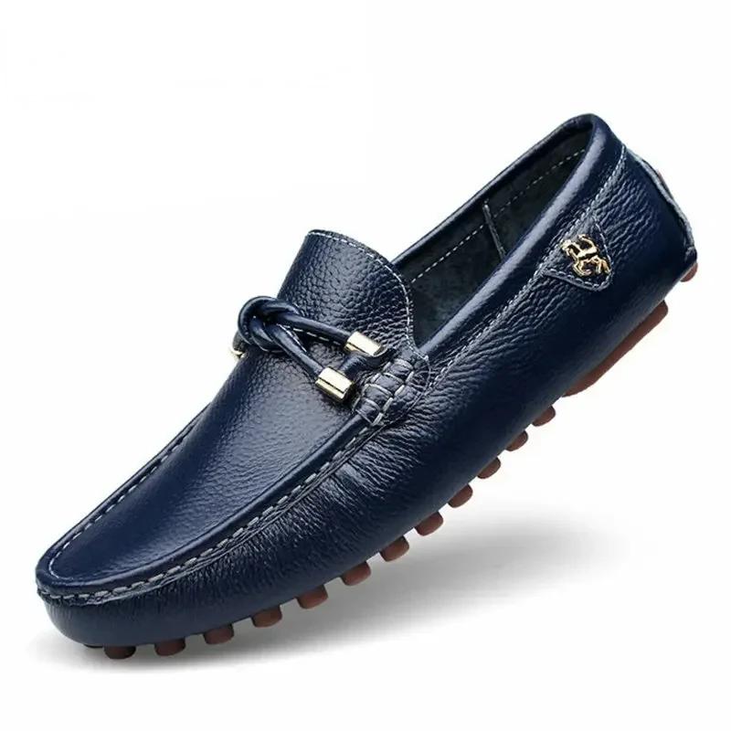 Leather Loafers For Men Handmade Moccasins Men Flats Casual Leather Shoes Luxury Comfy Mens Loafers Size 47 Zapatos Hombre