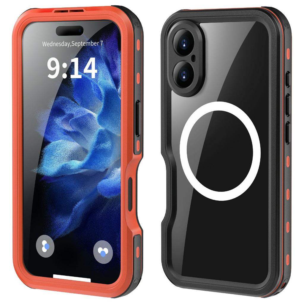 REDPEPPER D-UP Series For iPhone 16 Case IP68 Waterproof Clear Back Panel Phone Cover Compatible with MagSafe