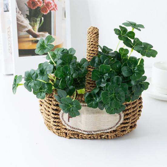 Simulation Green Plant Not Withered Eye-catching Realistic Anti-fall Decorative Background Decoration Ornament Four-leaf Grass Fake Plant Home Decor