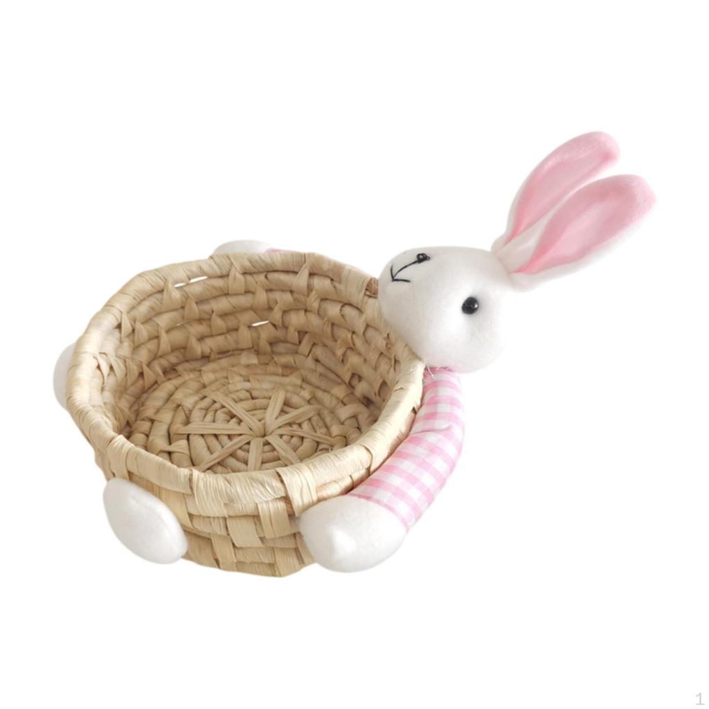 Easter Basket Candy Gift Empty Plate Hand-Woven Decorative Storage for