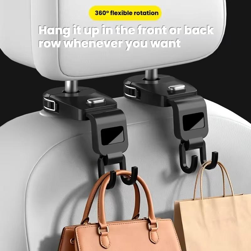 Universal Car Headrest Hook Heavy Duty Load Bearing Easy Installation Holds Bags Groceries Purses Keeps Car Interior Neat