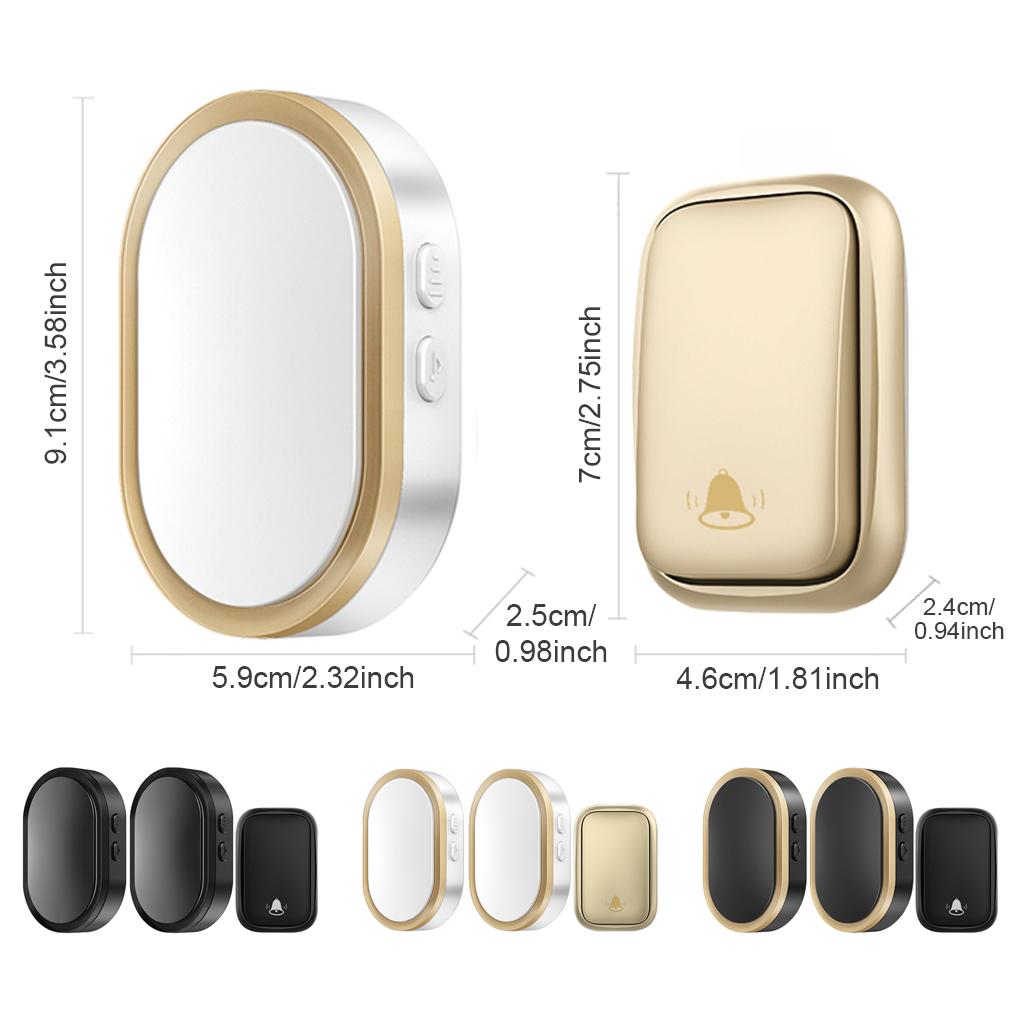 3 Pieces Wireless Door Bell Music Adjustable Doorbell Outdoor Alarm Apartment Transmitter Wall Mounted Alerts Equipment