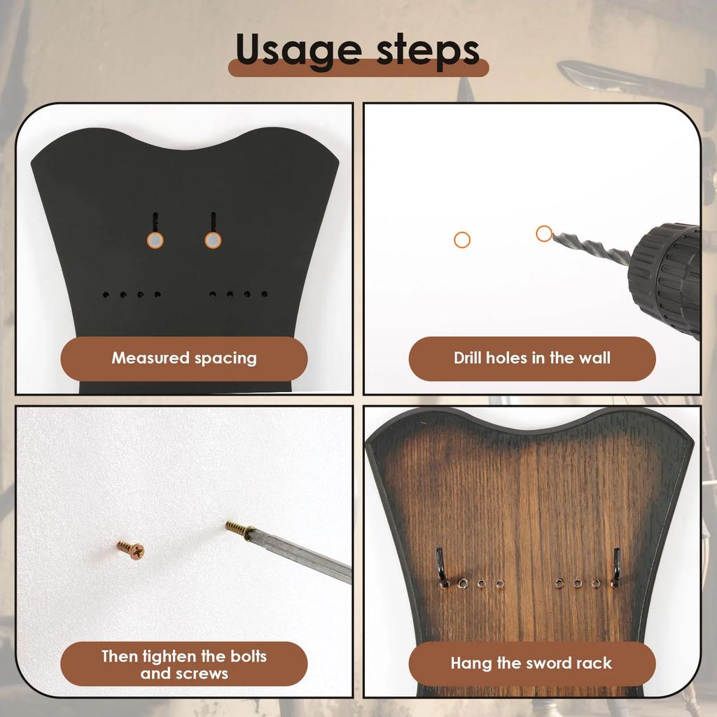 Adjustable Display Rack Wall Mount Sword Stand Multifunctional Wood Katana Holder Hook for Displaying Bow Dagger Axe Anime Prop