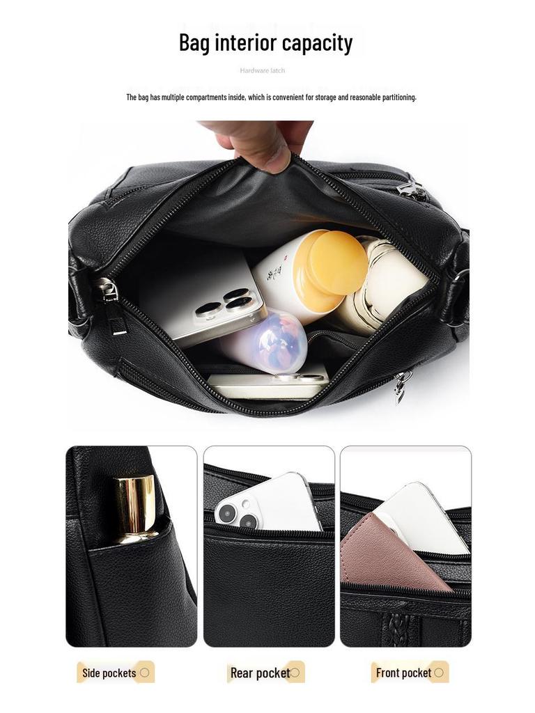 Stilvolle und praktische Damen-PU-Umhängetasche - Mehrere Fächer für Mütter, einseitig oder crossbody zu tragen