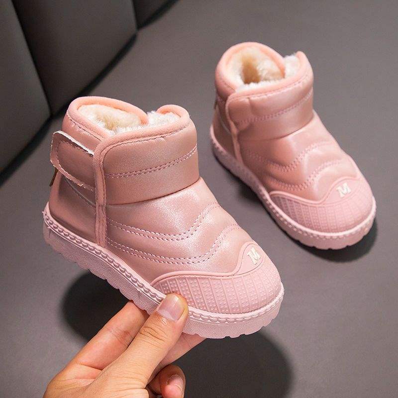 2025 Winter New Children's Snow Boots Girls Waterproof Non-slip Medium and Large Short Boots Boys Velvet Baby Cotton Shoes