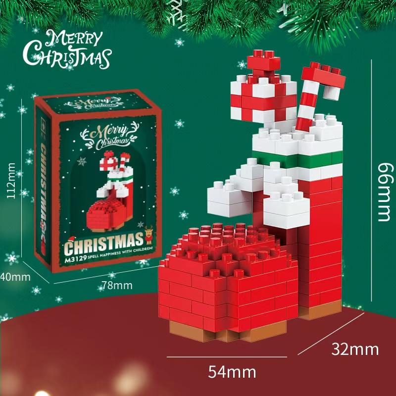 Christmas Gifts Micro Building Block Series Santa Claus Reindeer Puzzle Assembling Bricks Table Decoration Toys Children Kids