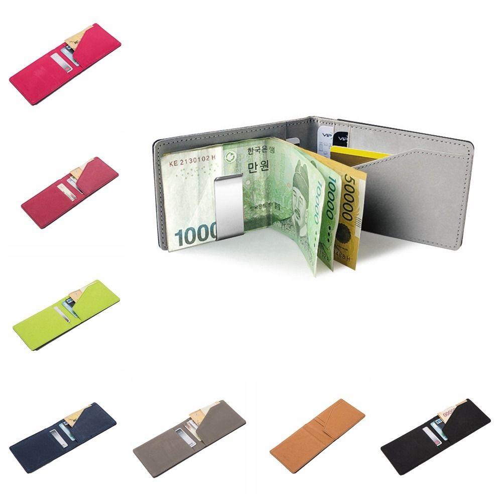 Korean Style Men's PU Leather Wallets Short Money Clip Wallet Fashion Girls