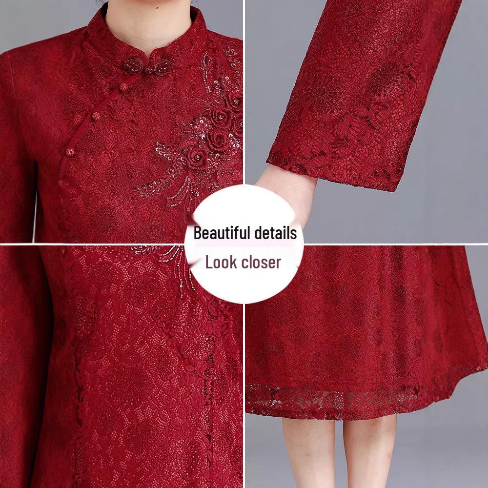 Elegant Spring Mother-in-law Wedding Qipao Dress - Formal Wear & Daily Skirt