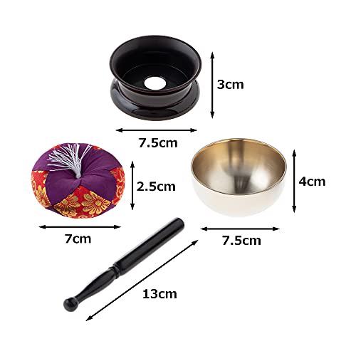 Sunmany Mini Orin Set: Authentic and Easy-to-Use 2.5-inch Rin (7.5cm Diameter x 10cm Height). Made in Japan. Perfect for Buddhist Altars, Buddhist Alt