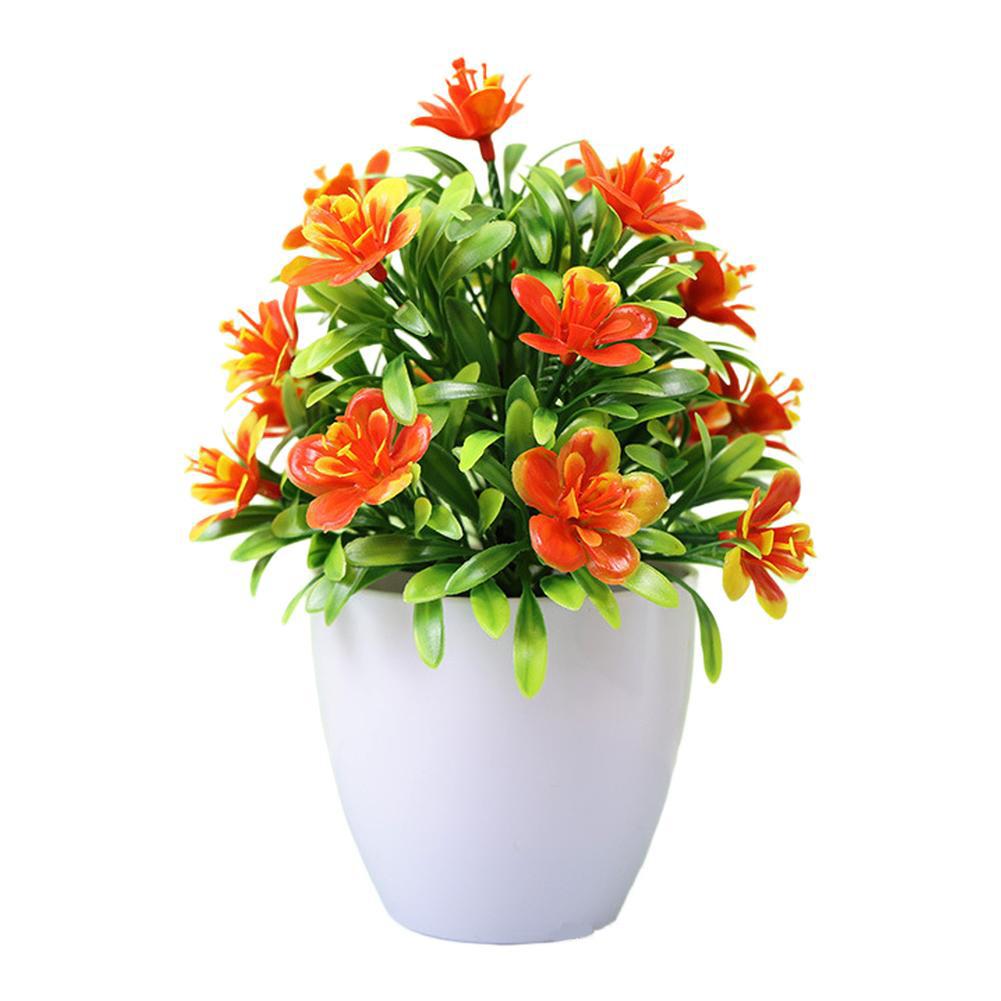 

Compact Design Faux Flowers Indoor Décor Potted Plant Easy Care оранжевый