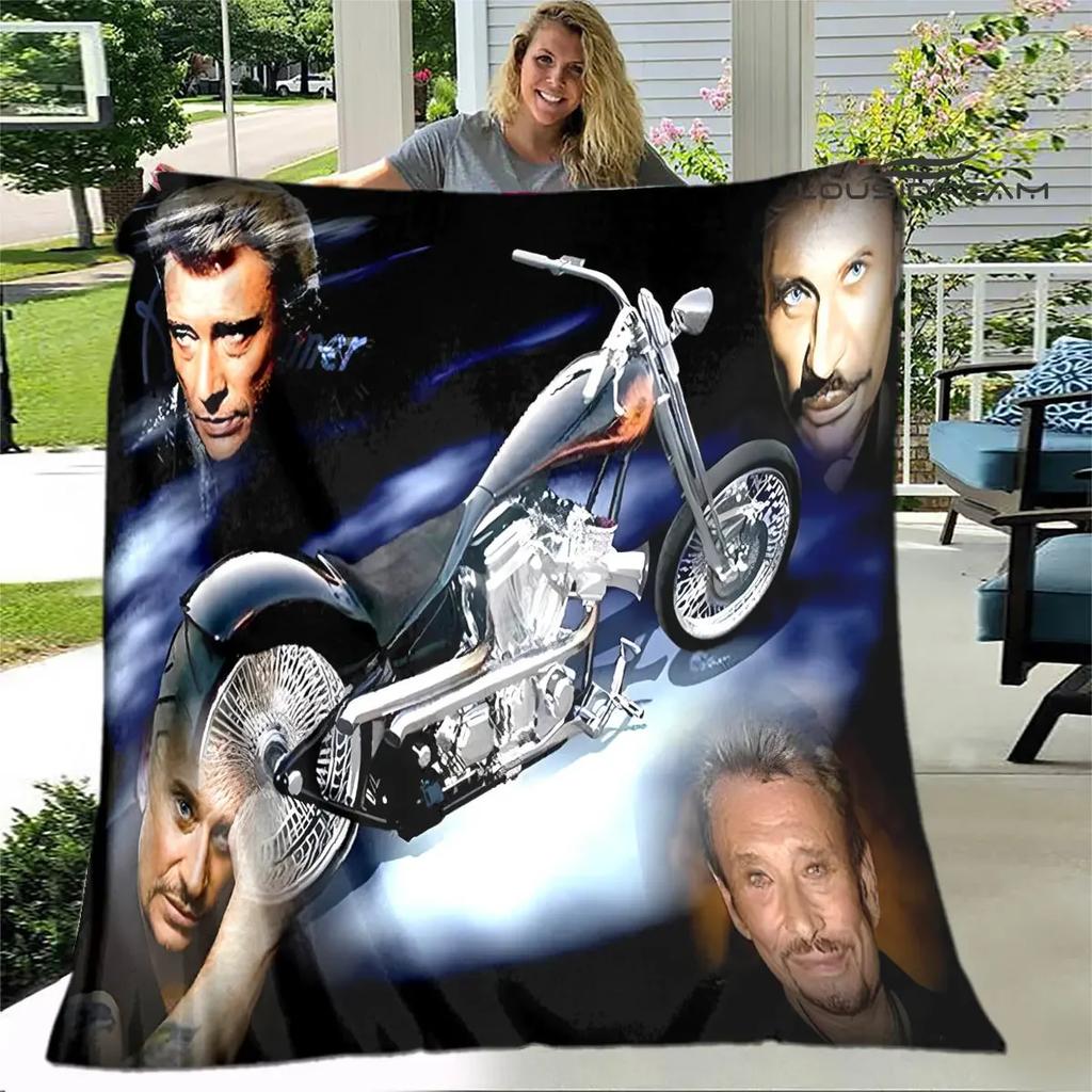 French rock star Johnny Hallyday print blanket picnic blanket vintage blanket home travel birthday gift bed blanket thin blanket