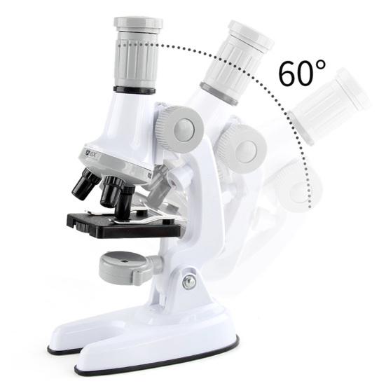1 Set Adjustable Focus LED Fill Light Optical PMMA Lens High Multiple Student Microscope 100X/600X/1200X Handheld Optical Microscope Kit Laboratory